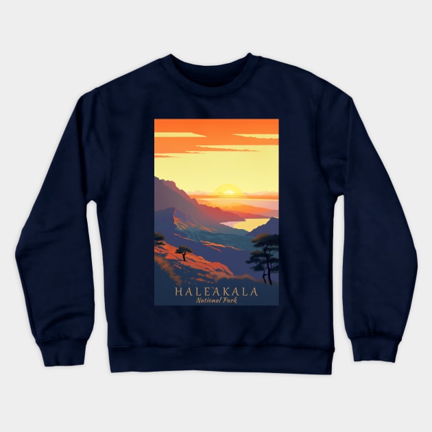 Haleakala National Park Travel Poster Crewneck Sweatshirt by GreenMary Design